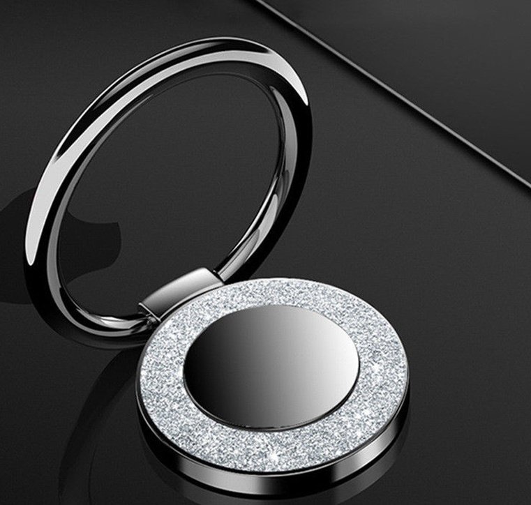 Black Glitter Metal Phone Ring Grip – Rotating