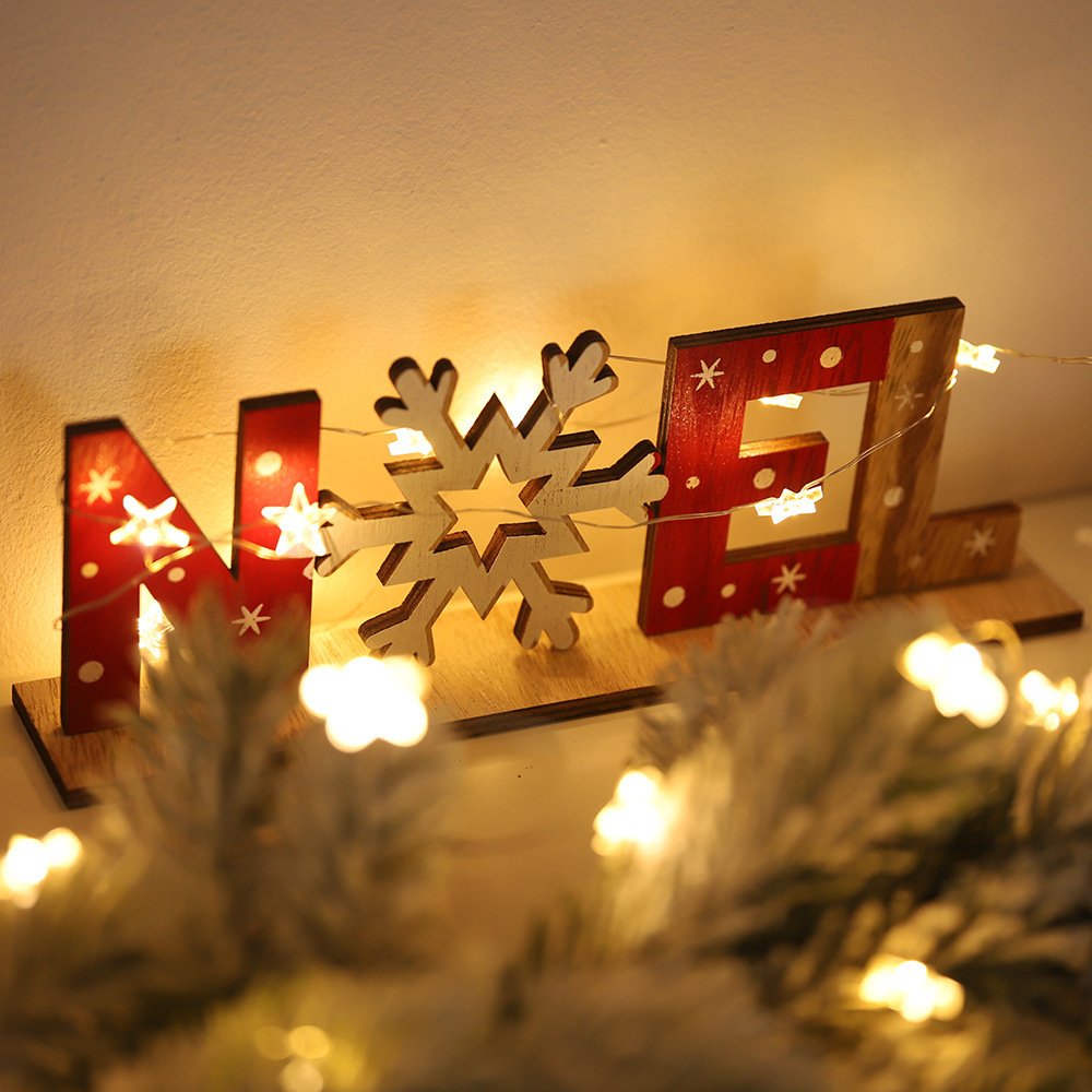 NOEL Wooden Christmas Table Sign – Snowflake Design