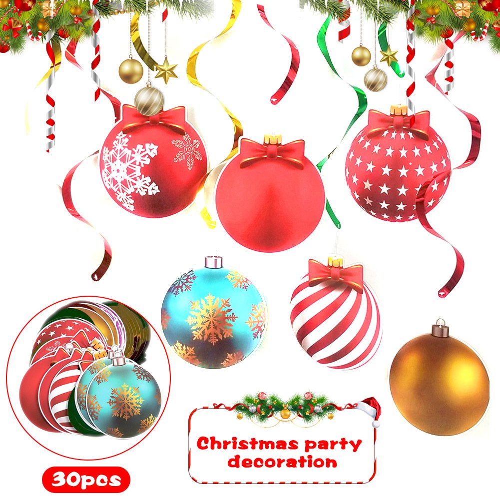 Christmas Spiral Hanging Decorations – 30 Piece Set