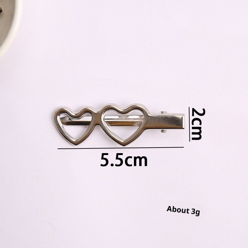Double-Heart Metal Hair Clip – Single