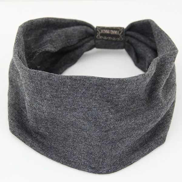 Dark grey wide fabric stretch headband