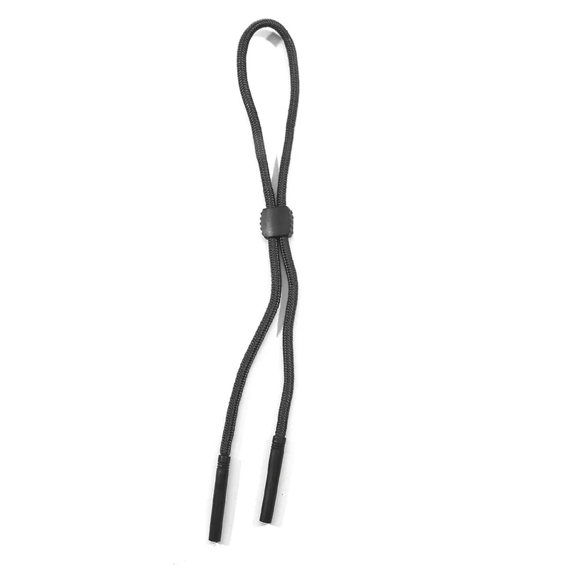 Black glasses strap with sliding adjuster and two sleeve ends